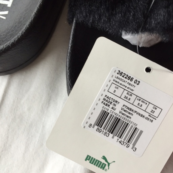 Puma x Fenty Black Fur Slides - Picture 3 of 4