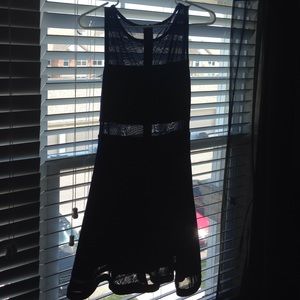 Navy Fit and Flare Sheer Panel Dress 👗💋💃🏻