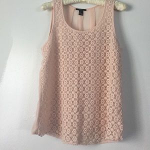 F21 semi sheer lace tank