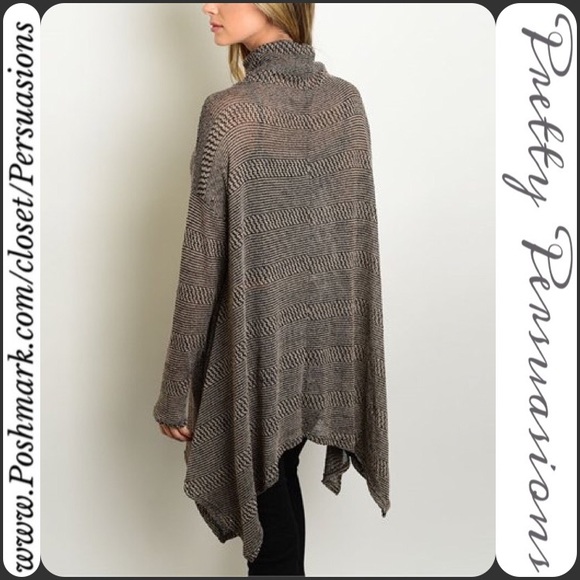 LAST ONE SALE🎉Taupe Mock Neck Slub Knit Tunic Top - Picture 2 of 2