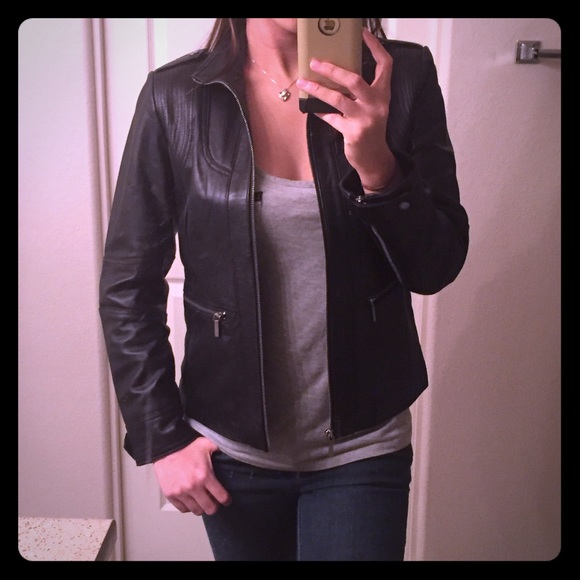 100% genuine leather motorcycle jacket black