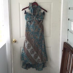 A boho silk material dress