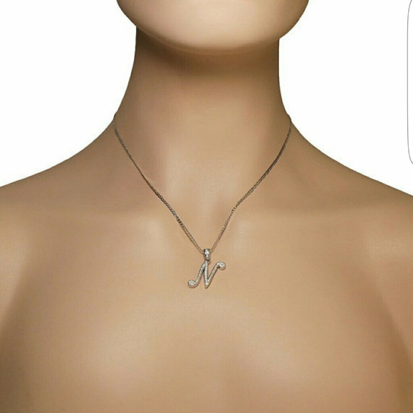 Letter N Cursive Initial Cz Pendant - image 2