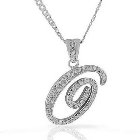 Letter O Cursive Initial Cz Pendant - image 1