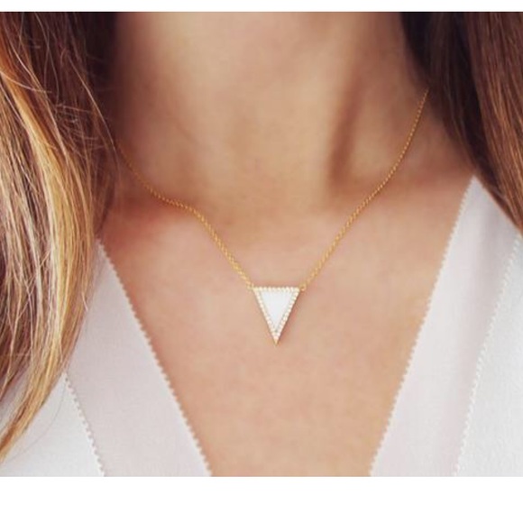 Nordstrom Jewelry - Sterling Silver & Gold MOP Triangle Cz Necklace