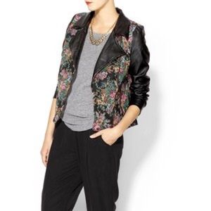 Tinley Road floral jacquard vegan moto jacket