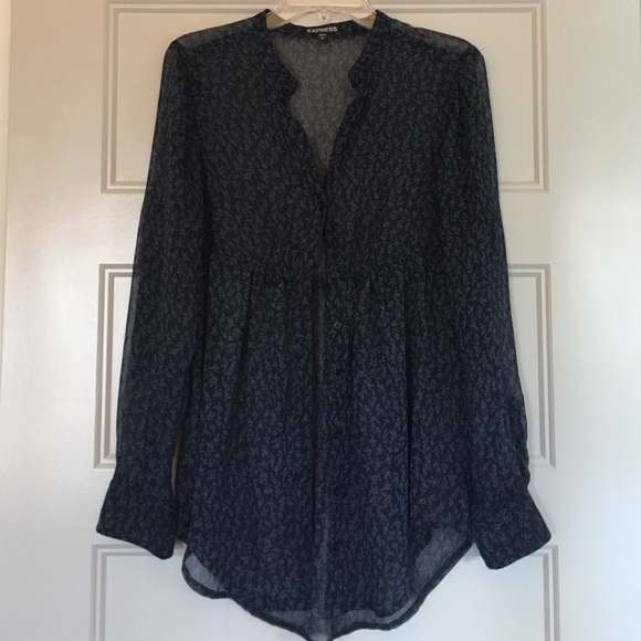 Sheer V-Neck Button-Down