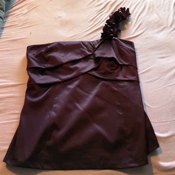One shoulder plum blouse