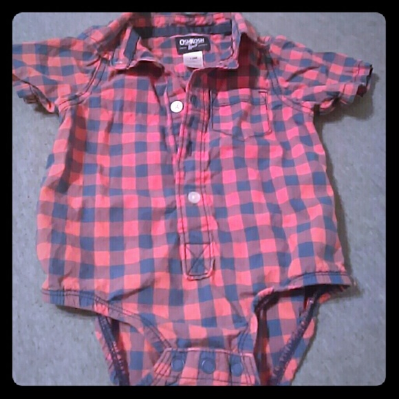 Boys Plaid Button Down Onsie