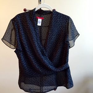 Anne Klein Flutter Sleeve Crossover Blouse Sz 12