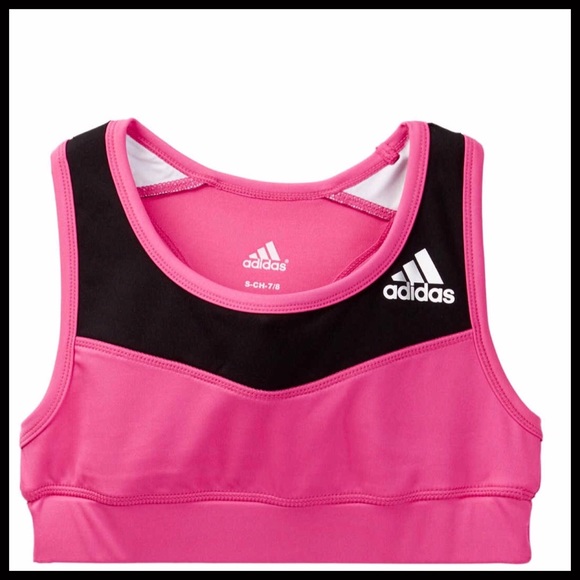 ADIDAS BLACK & PINK GYM SPORTS BRA CROPPED TANK - Picture 3 of 8