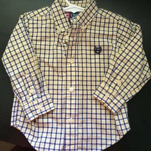 Chaps Boy Button-Down Yellow and Navy Shirt