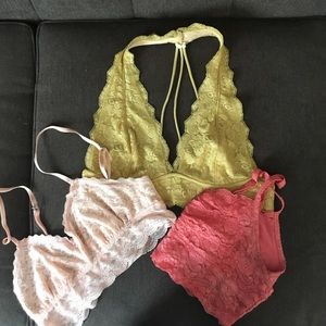 Bundle of 3 lace bralettes