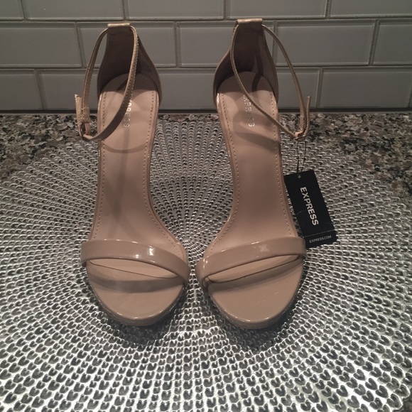 Express Nude Open Toe Ankle High Heels size 7