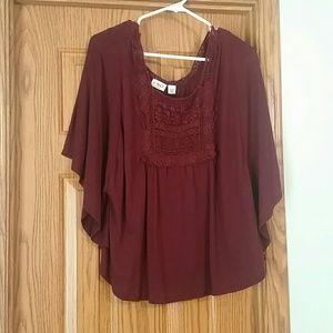 Cato Wine Batwing Blouse
