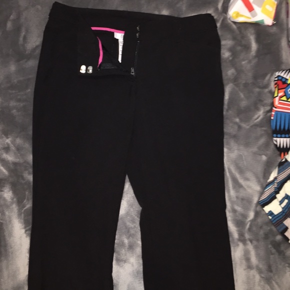 Black, boot cut business pants.