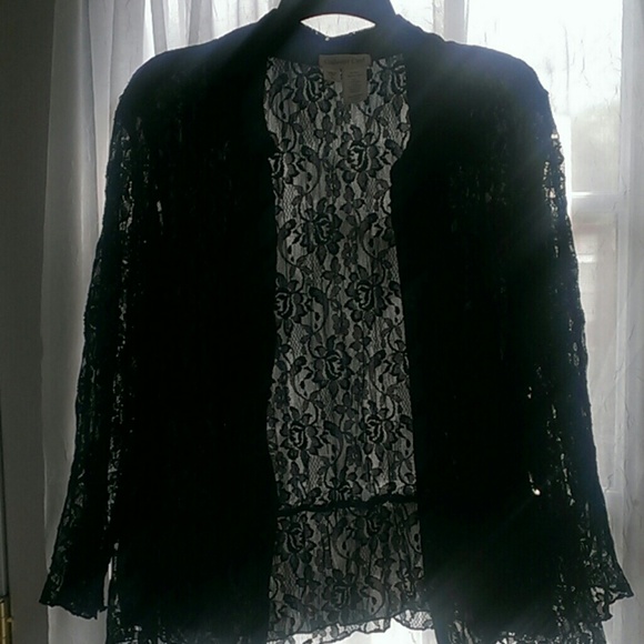 Long Sleeve Black Lace Blouse