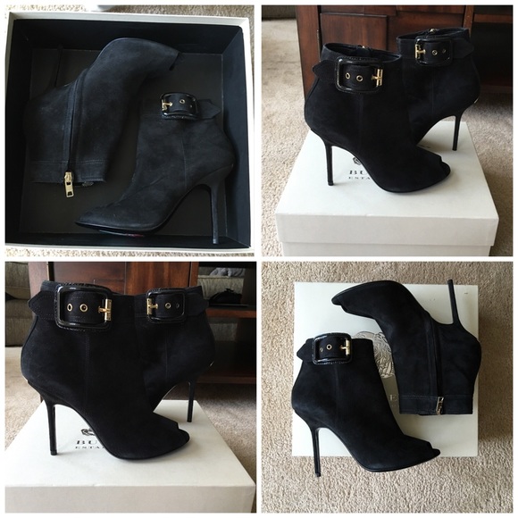 BURBERRY suede stiletto peep toe bootie/ankle boot - Picture 2 of 4