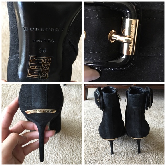 BURBERRY suede stiletto peep toe bootie/ankle boot - Picture 4 of 4