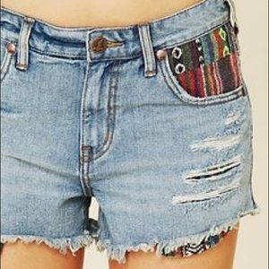 Free People Aztec Print Baja Denim Jean Cutoffs