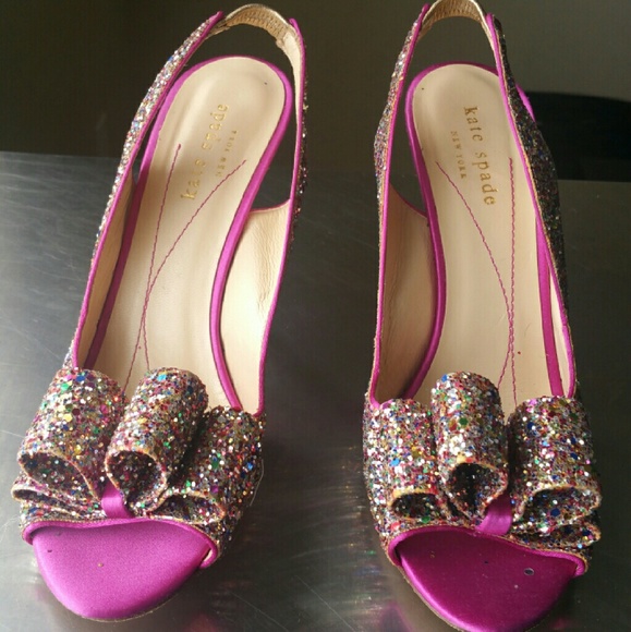 Kate Spade Charm Glittered Pumps Slingback