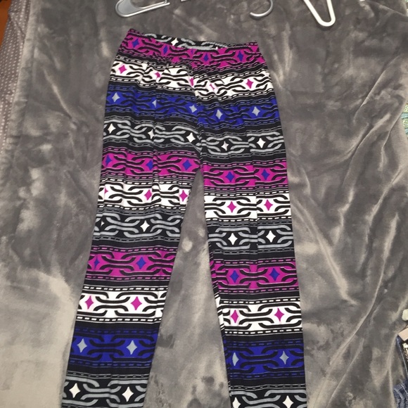 Purple/Blue/Gray winter leggings. - Picture 1 of 3