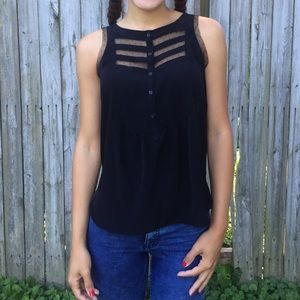 Black Sheer Cut-Out Tank Top