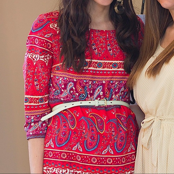 Paisley 3/4 Sleeve Shift Dress
