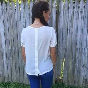 Sheer Button-Detailed Top