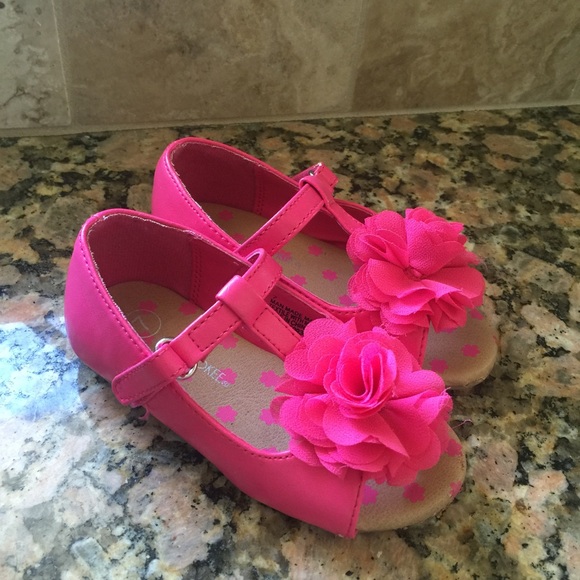 Pink T-strap sandal