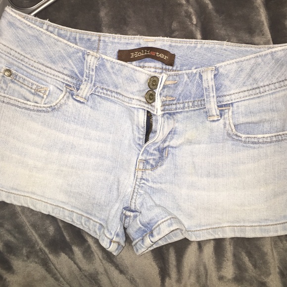 Hollister, light washed Jean shorts.