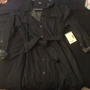 Laura Scott Petite Dark-Wash Jean Dress