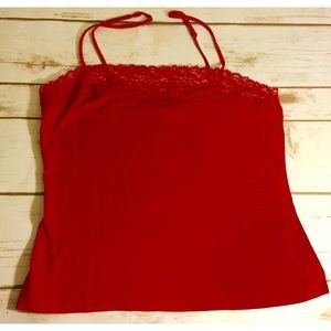 Banana Republic Tops - Banana Republic cami red silk/cotton blend w/lace Banana Republic Tops - Banana Republic cami red silk/cotton blend w/lace