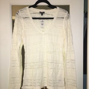 NWT Express Ivory long sleeve lace blouse