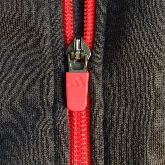 Black and Red Adidas Zip Up Hoodie - Picture 3 of 3