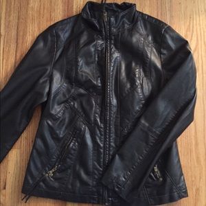 Women's black leather jacket