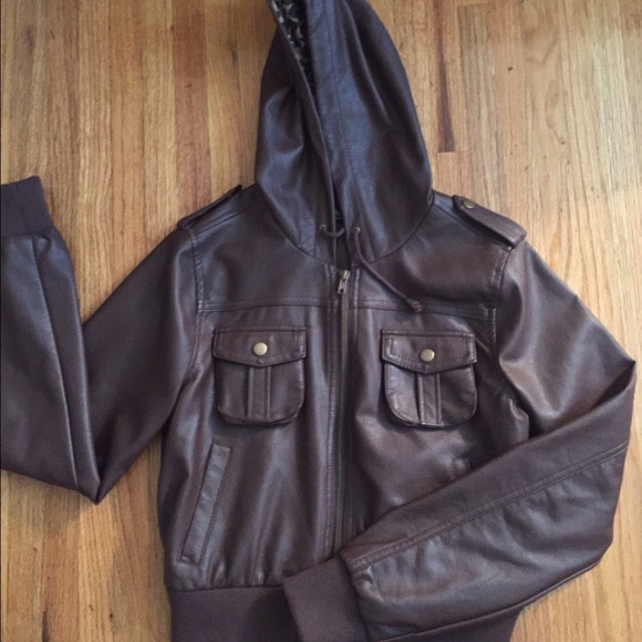 Brown tight fit leather jacket