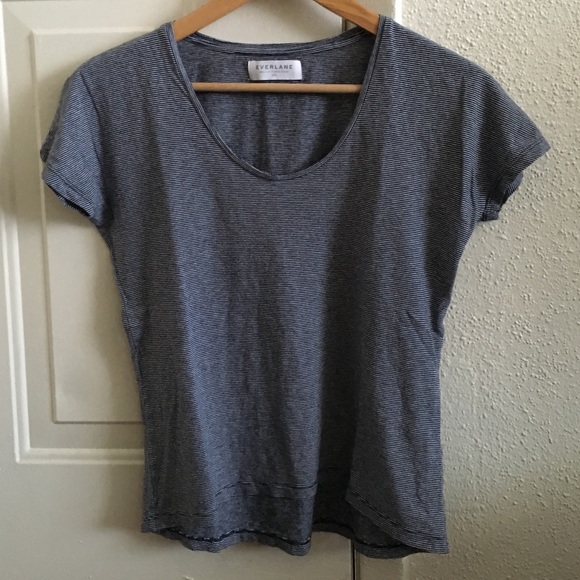 Everlane Micro Stripe U-Neck Tee, XXS