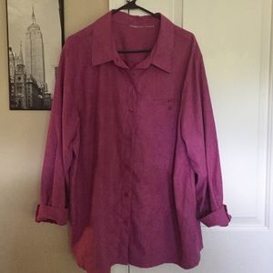 Hot pink, slightly worn, button done blouse