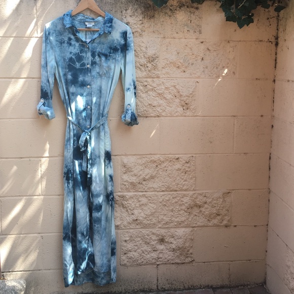 Plex tie-dye shirt dress long maxi dress