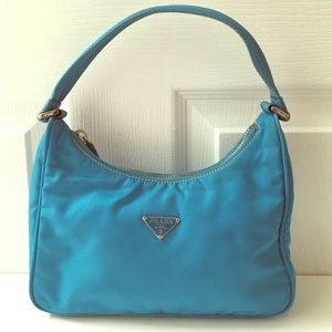 Prada Teal Blue Tessuto Nylon Pouch