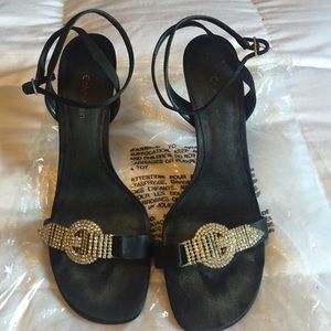 Rhinestone and Satin Sandals