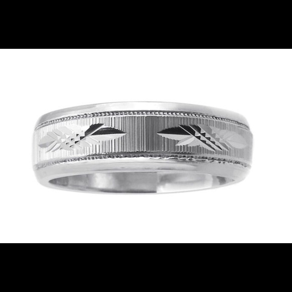10k White Gold Unisex Wedding Band Comfort Fit