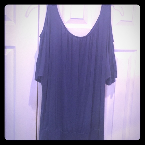 Boston Proper blue cold shoulder top