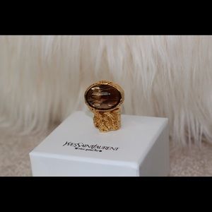 New YSL Arty Ovale Ring Sz 6 Tiger's Eye