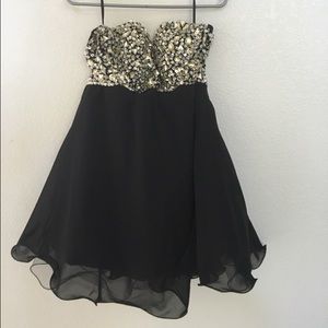 HOMECOMING BLACK AND SILVER RHINESTONE DRESS