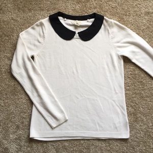 Cream sweater with removable Peter Pan collar