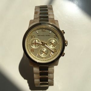 Michael Kors Gold and Horn Chrono Watch