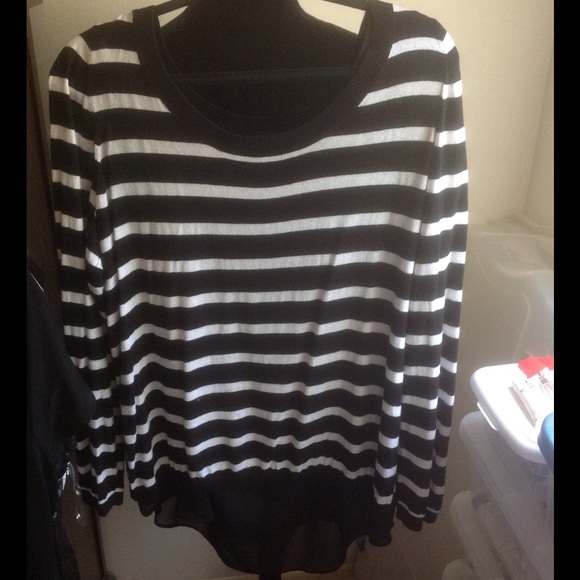Torrid Black and White Striped Sweater