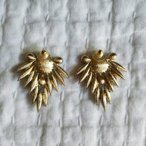 Blue Statement Earrings - Picture 3 of 4